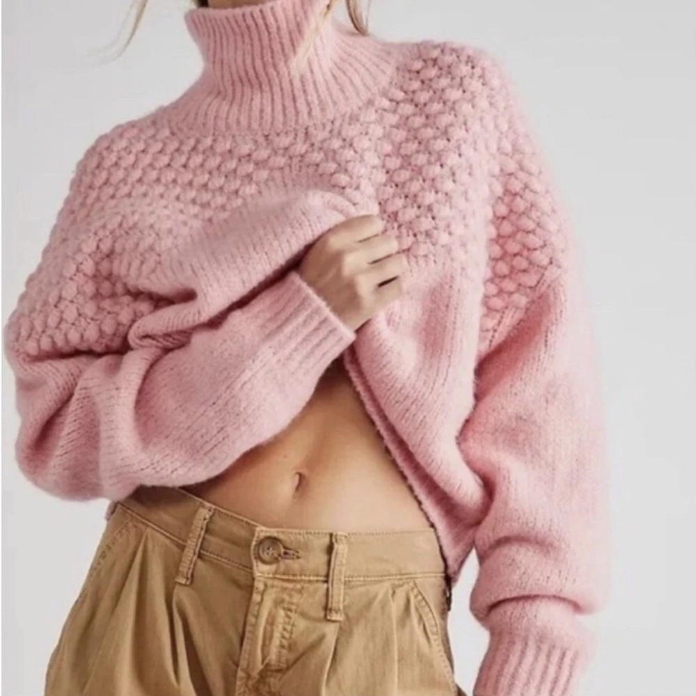 Free People bubblegum Pink bradley pullover mock neck Sweater size xs